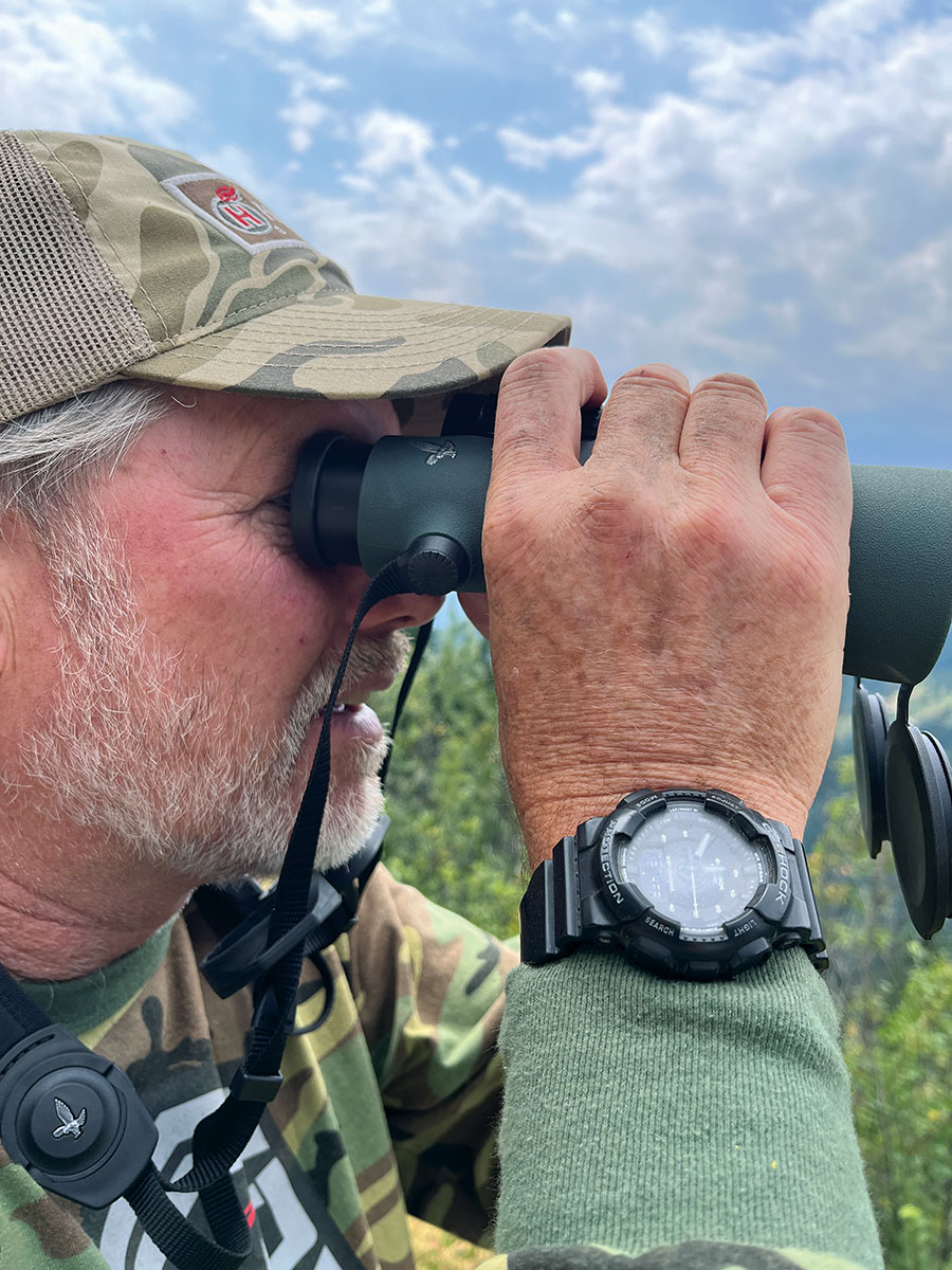 Patrick found the new Swarovski 14x52mm NL Pure binoculars viable as a handheld binocular, though they are just as useful when mounted on a tripod for longer glassing sessions at greater distances.